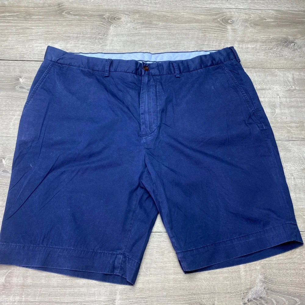 Polo Ralph Lauren Shorts Classic Fit Mens 40 Navy Blue Cotton‎ Chino Flat Front